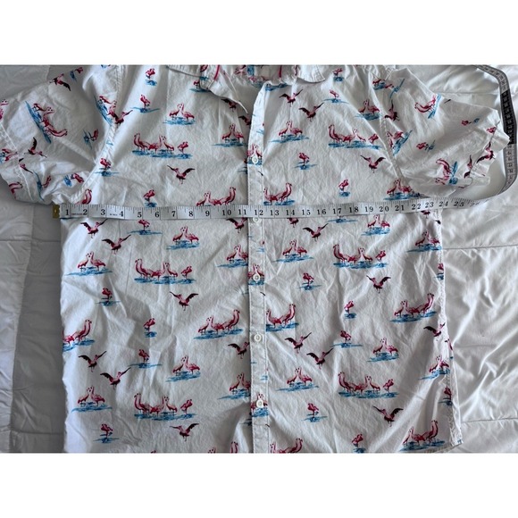Denim & Flower Ricky Singh Flamingo Button Front Slim Fit XL Short Sleeve Shirt - Picture 4 of 10